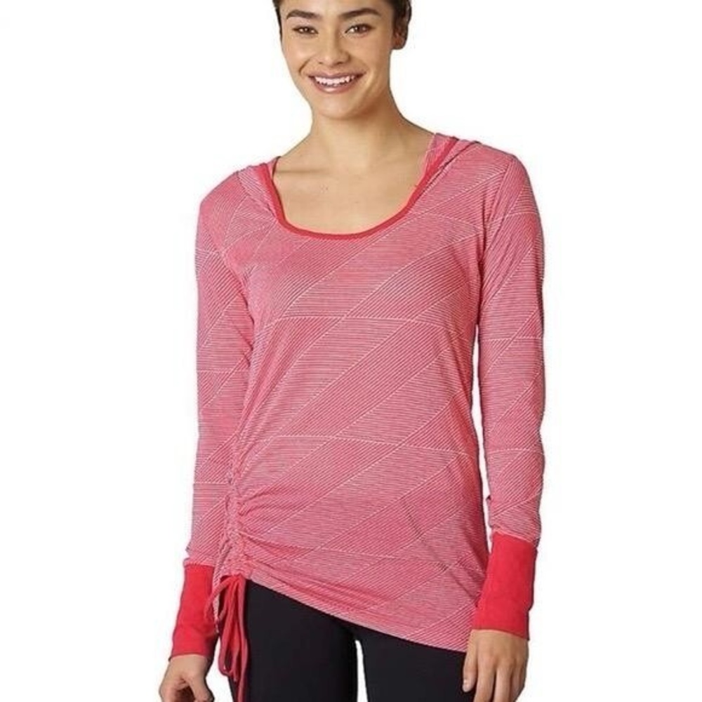 NWT Prana Vinyasa Hoodie XL Azalea Pink Organic Cotton Cinch Side Yoga Top